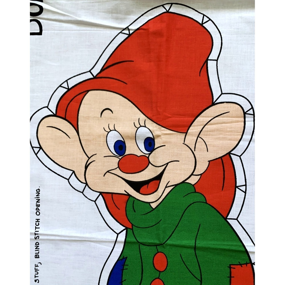 Dopey‎ Cut & Sew Fabric Panel Pillow Doll Toy Snow White Dwarf 18" Vtg 1970s-80s
